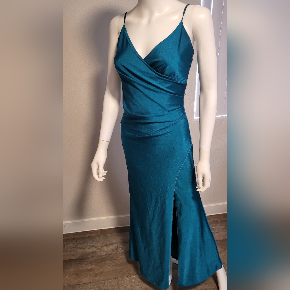 Elegant Teal Wrap Dress